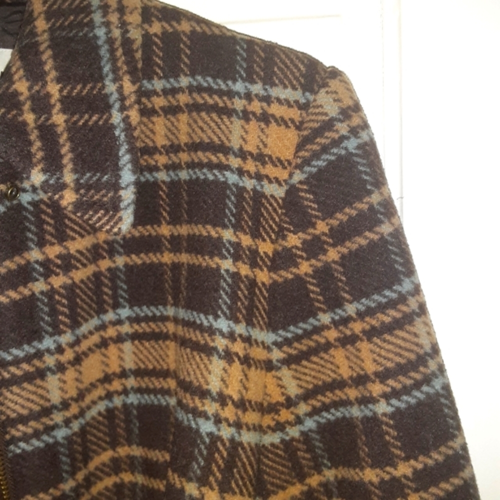 JCrew size M, brown plaid coat